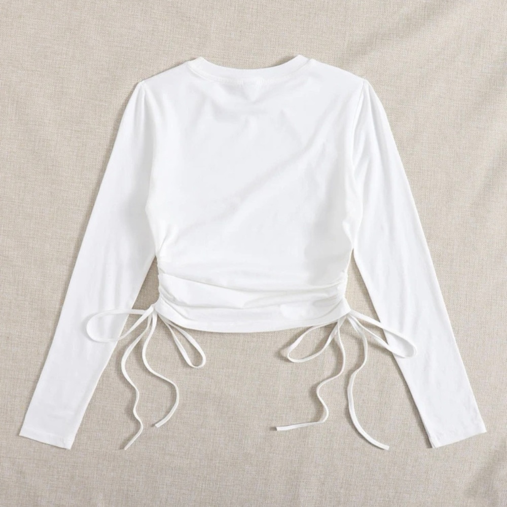 SHEIN Drawstring Ruched Solid Tee